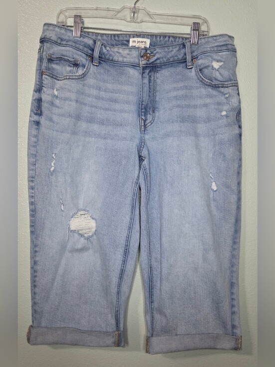 Maurices Denim - Maurices M Jeans Size 18W Cropped Mom Jeans Light Wash Denim Distressed